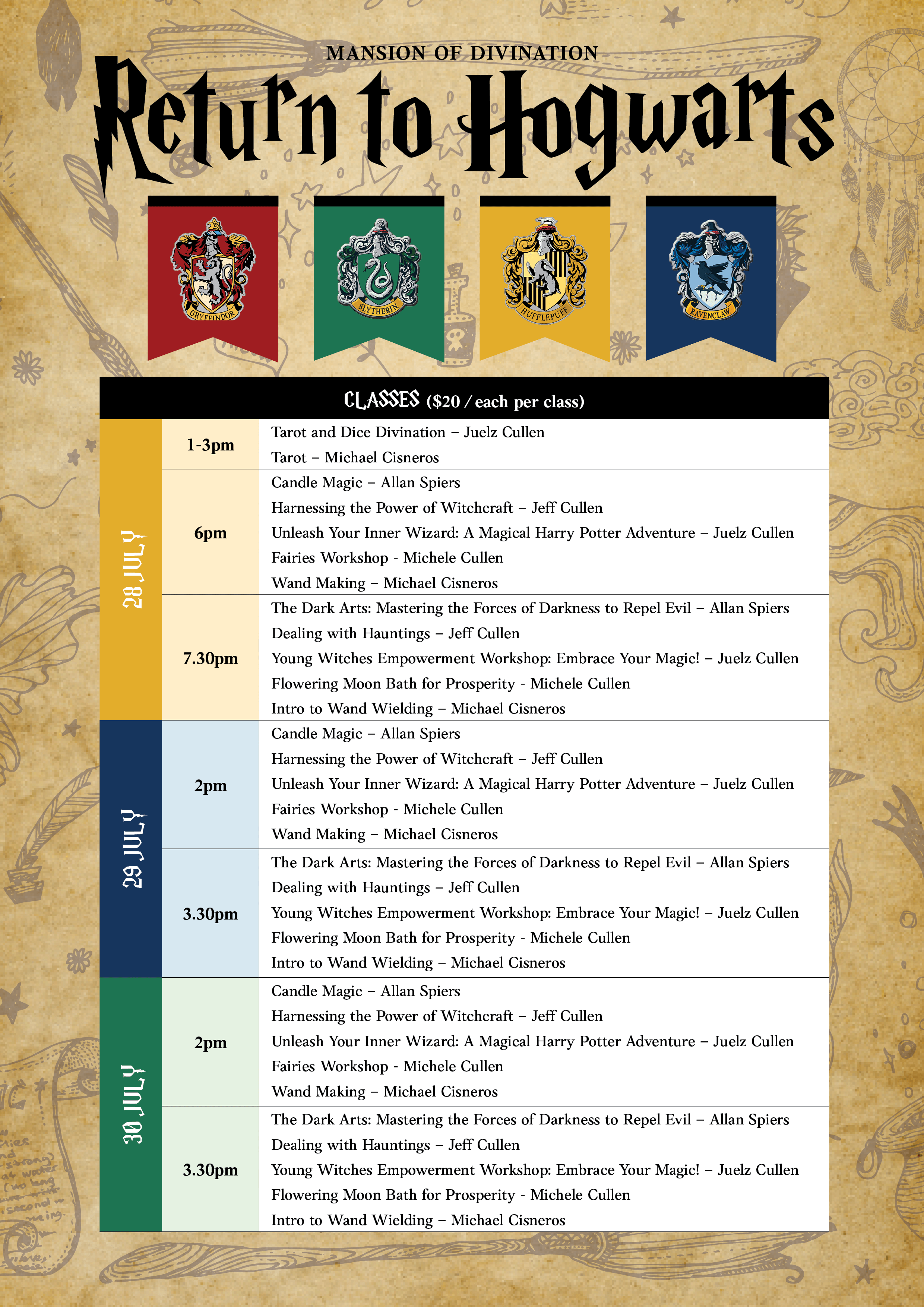 Hogwarts Schedule page 2