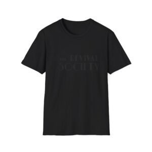 The Revival Society logo (black on black t-shirts)